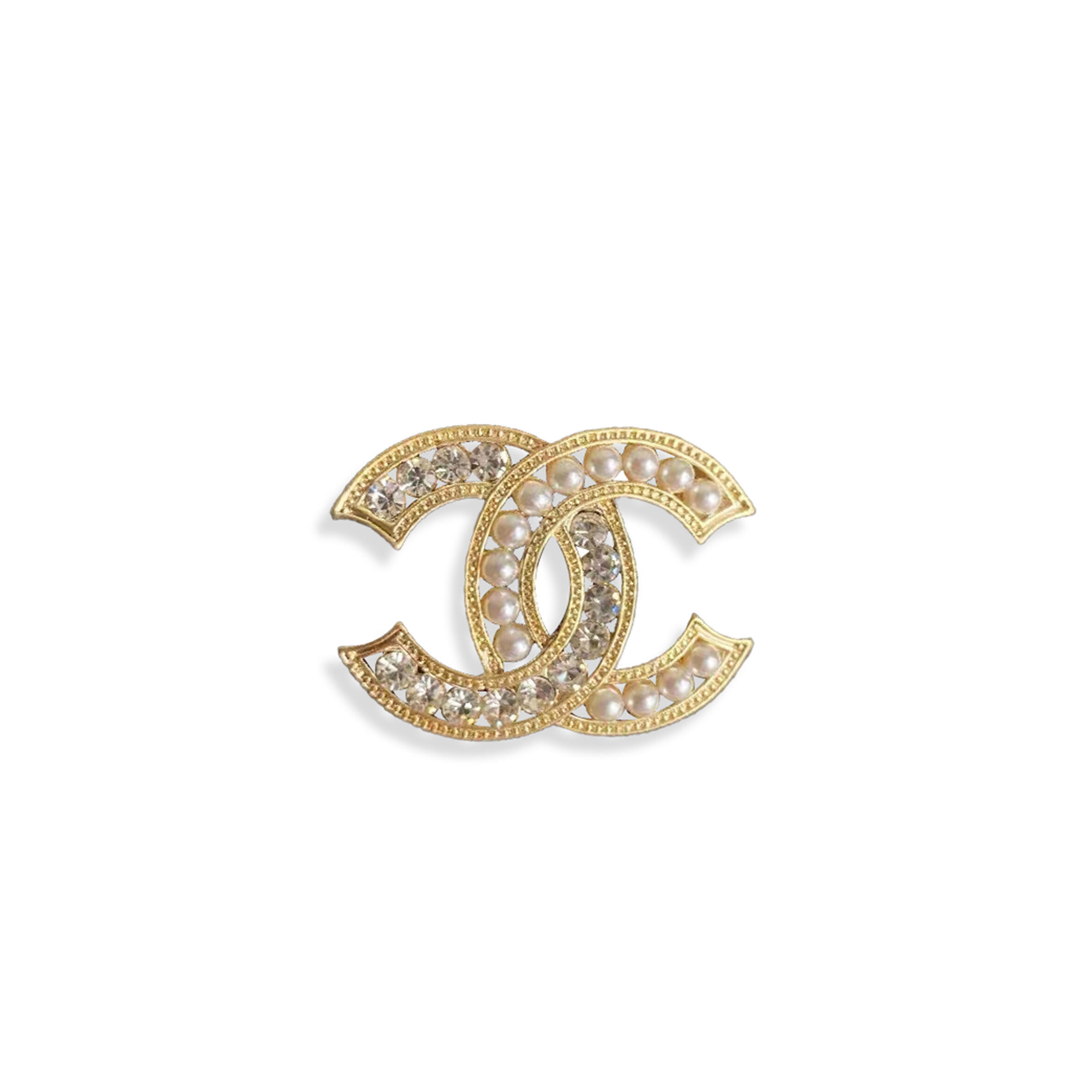 CHANEL CC PEARL BROOCH IN GOLD 